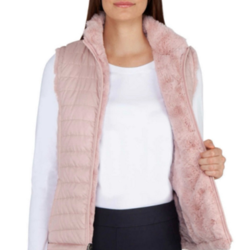 Nicole Miller Light Pink Fleece-Lined Vest